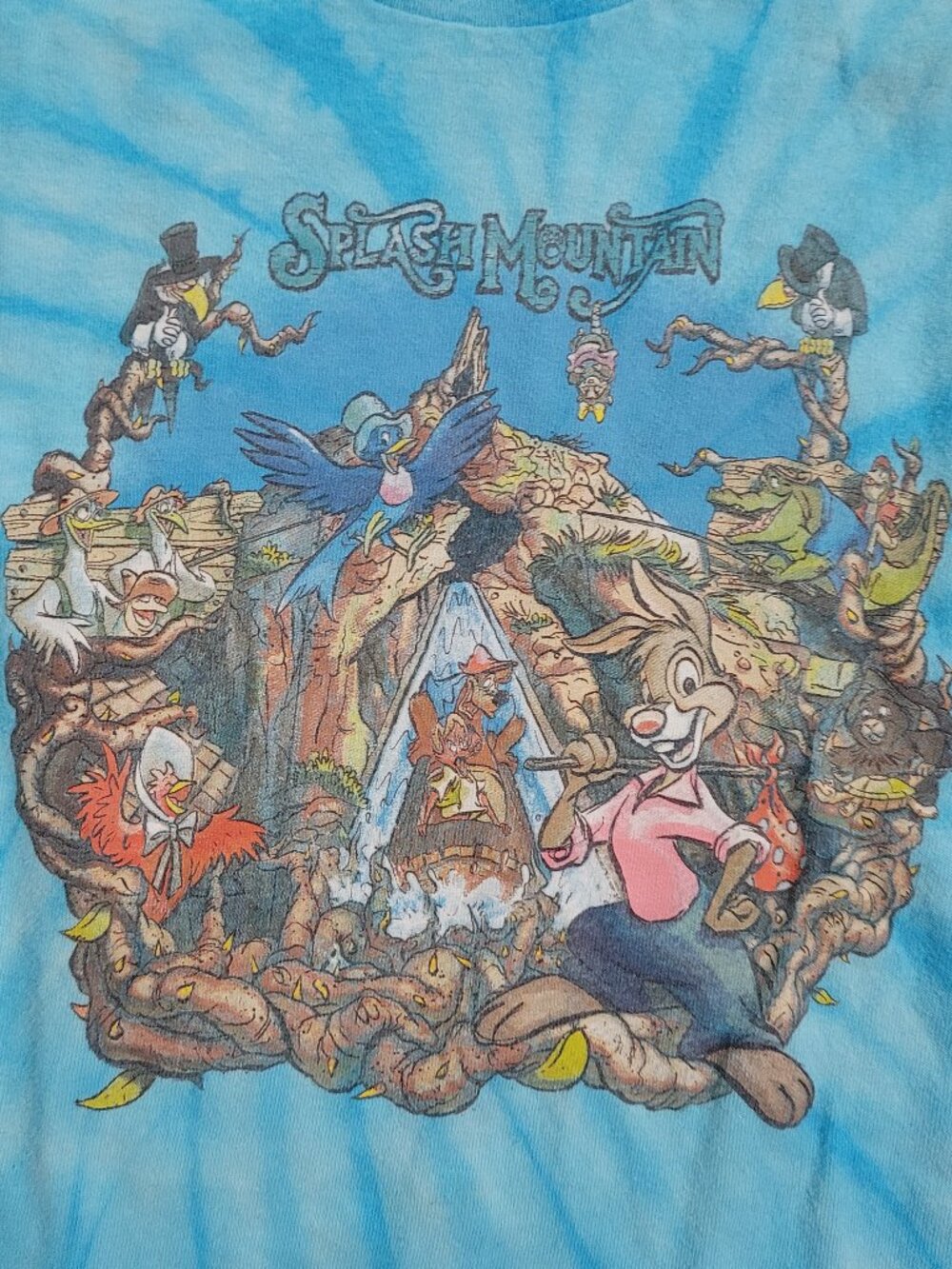 Disney Splash Mountain Vintage Tee Shirt Kids Size M Blue Tie Dye
